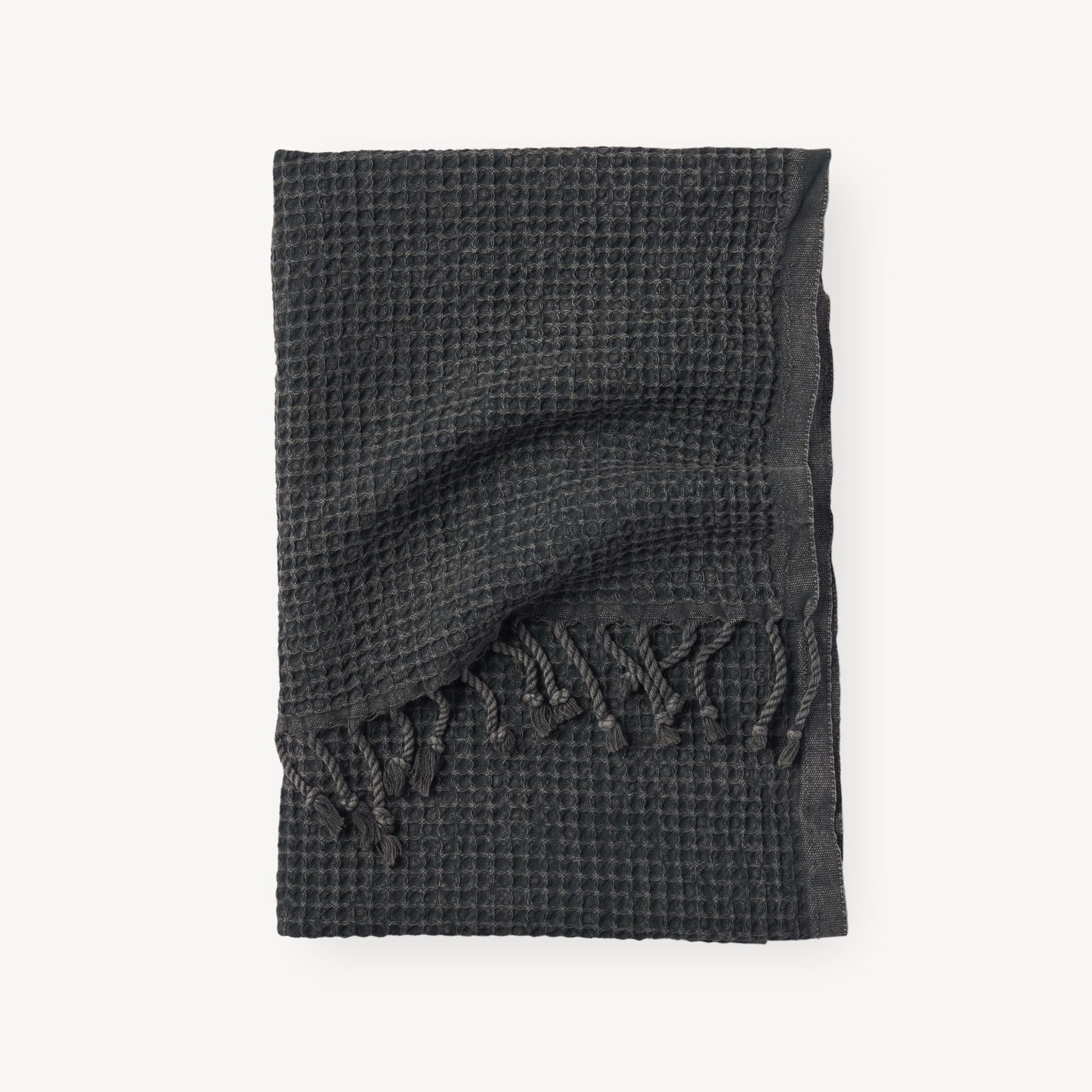 POKOLOKO Stonewashed Waffle Hand Towel #color_stonewashed-coal