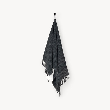 POKOLOKO Stonewashed Waffle Hand Towel #color_stonewashed-coal