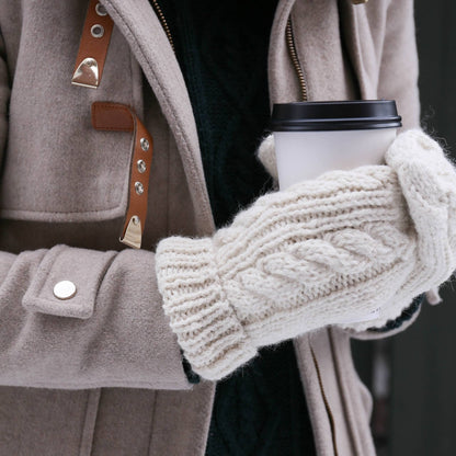 POKOLOKO Hand-Knit Alpaca Mittens #color_ivory-hand-knit