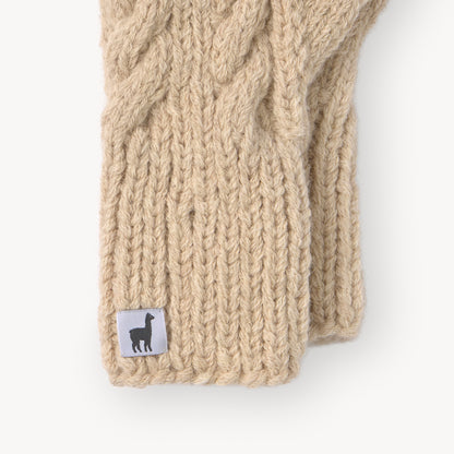 POKOLOKO Hand-Knit Alpaca Mittens #color_champane-mittens
