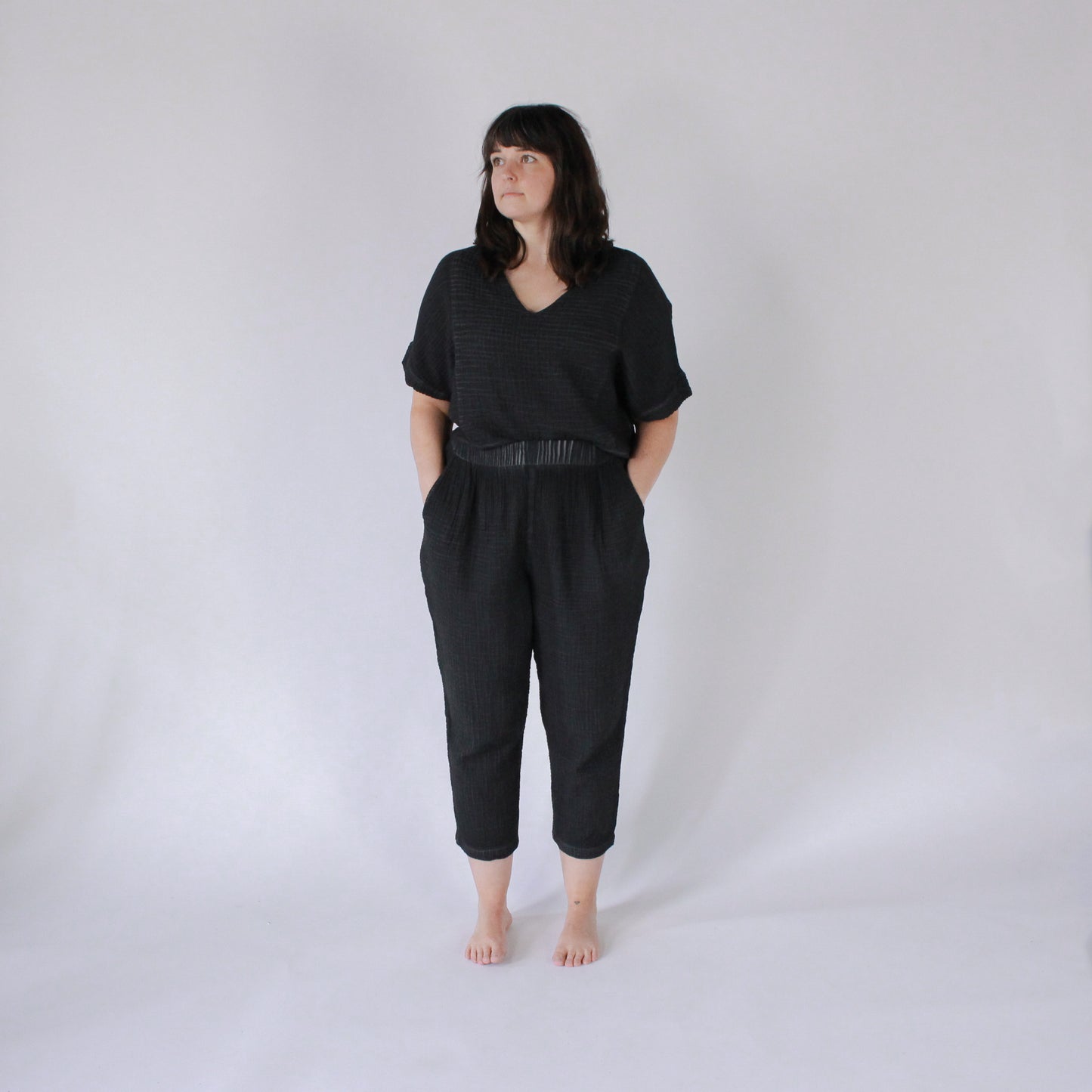 POKOLOKO Crinkle Slouchy Pants #color_crinkle-black