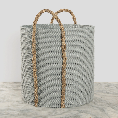 POKOLOKO Handled Seagrass Basket #color_grey-natural